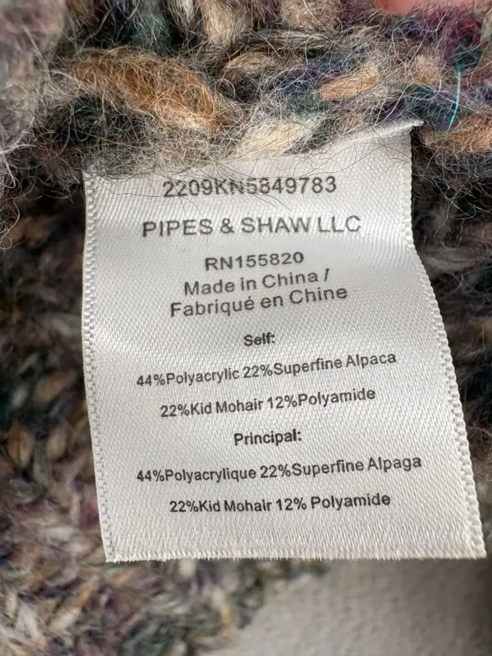 Veronica Beard Chaya Sweater Multi Alpaca Mohair XS Balloon Sleeve
